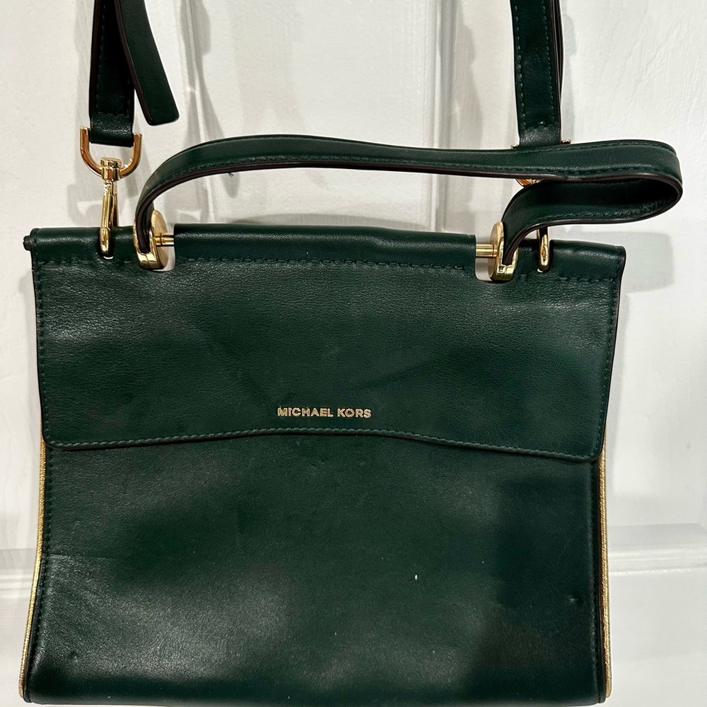 Michael Kors Green Leather Shoulder Bag